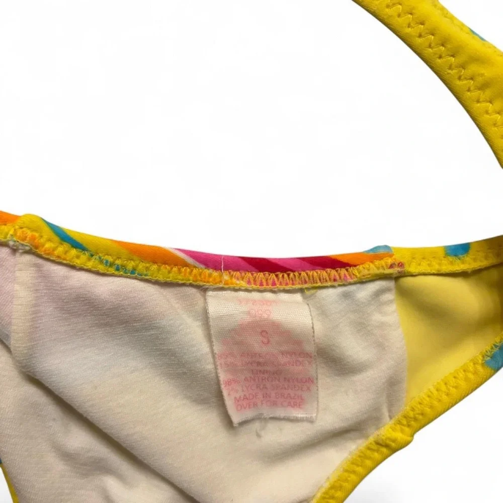 Y2K Vintage Yellow Polka Dot Halter Bikini Top